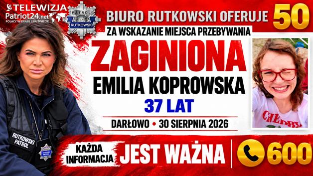 Biuro Rutkowski oferuje 50 000 zł nagrody za informację, gdzie przebywa zaginiona Emilia Koprowska